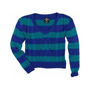Ecko Unltd. Womens Open Neck Stripe Metallic Cable Cardigan Sweater, NWT